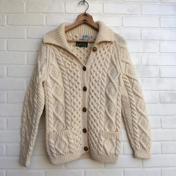 Vintage Sweaters - Vintage Irish Fisherman Cable Knit Cardigan